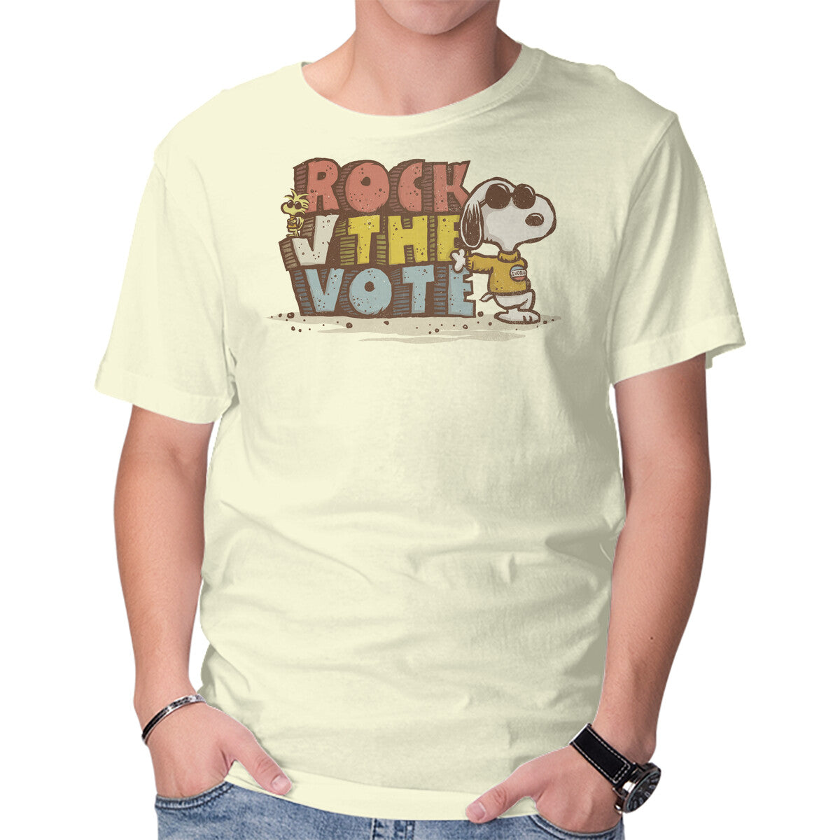 Unisex Crew Neck T-Shirt Rock the Vote Graphic Short Sleeve Casual Tee XXXXL