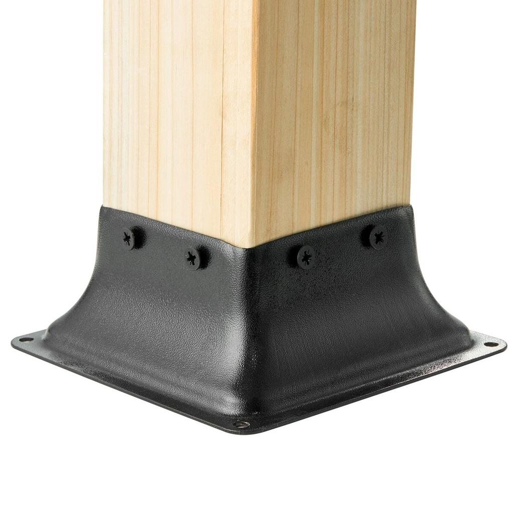 101.6x101.6mm Post Base 4Pcs, Internal 91x91mm Heavy Duty Powder-Coated Steel Post Bracket Fit for Standard Wood Post Anchor, Decking Post Base for