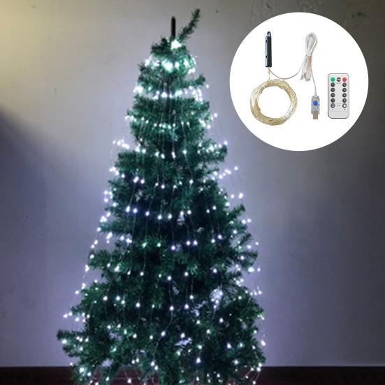 2026 Christmas Tree Waterfall Lights 8 Modes Cascading LED Fairy String Lights with Timer Waterproof for Indoor Outdoor Decor