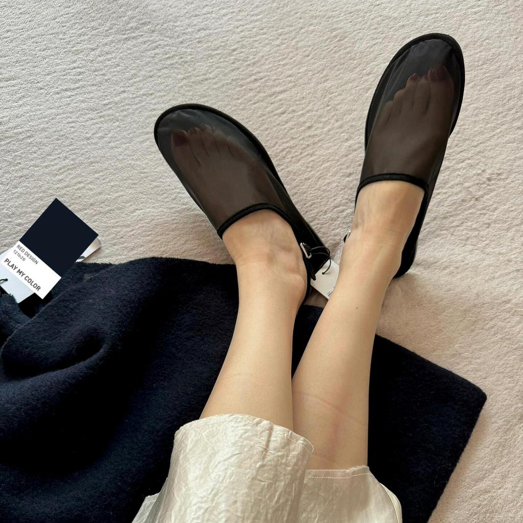 ZA chaussures pour femmes tissu mesh chaussures mesh bout rond respirantes semelle plate décontractées chaussures muller sac tête demi-pantoufles sandales femmes été