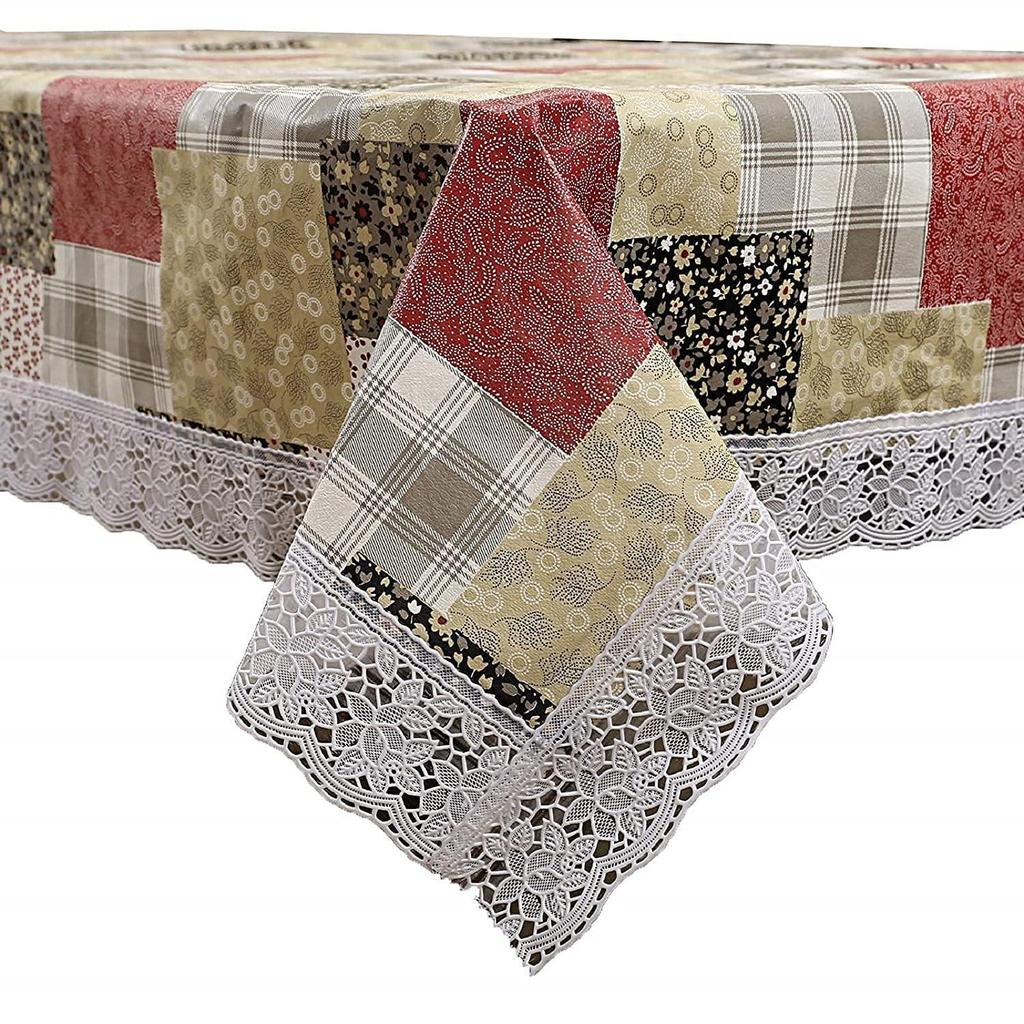 Waterproof Square Shaped Upto 2-4 Seater Centre Table Cover Size 40x60 Inches with White Border Lace Printed