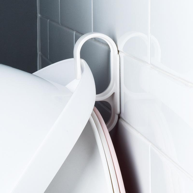Wall-Mounted Double-Layer Washbasin Hook: Punch-Free Bathtub Storage Rack and Seamless Hanger.