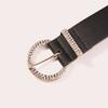 Women's Crocodile Pattern Versatile Belt Women's Black Belt Wide Belt Rhinestone Fashion Belt
