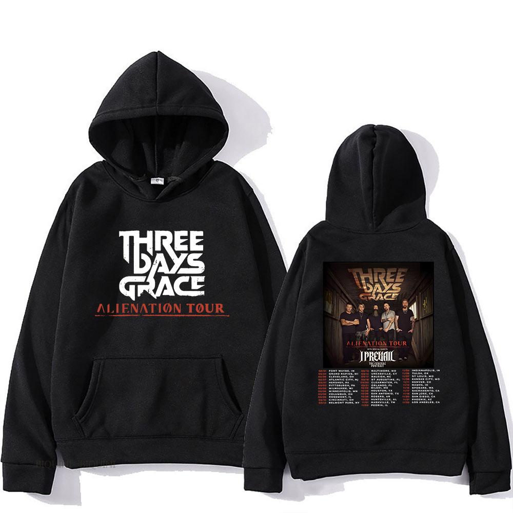 

Alienation Tour 2026 Hoodies Three Days Grace Rock Band Graphic Sweatshirts Long Sleeve Loose Male Hooded Pullovers Men Clothing XS