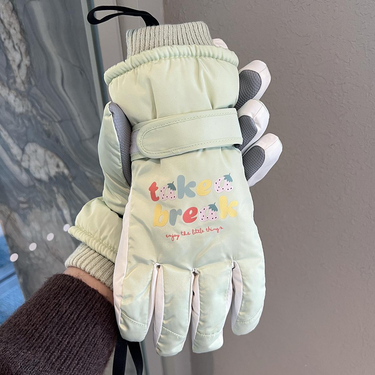 

Женские зимние бархатные утолщенные теплые велосипедные хлопковые перчатки с пятью пальцами и сенсорным экраном, защищающие от холода