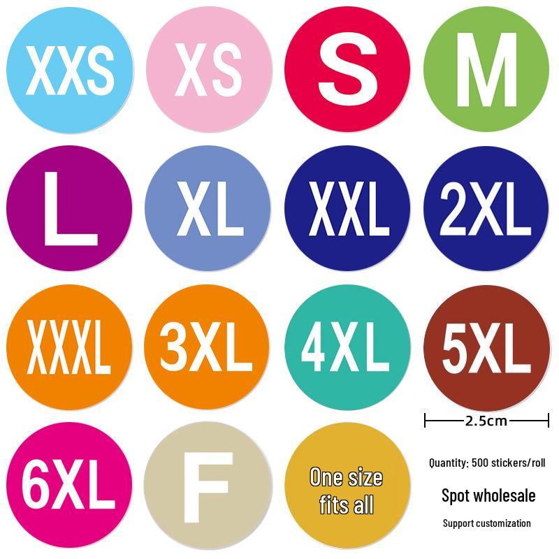 Univerzální velikost oblečení Kulaté samolepky v roli - Samolepicí etikety na oblečení