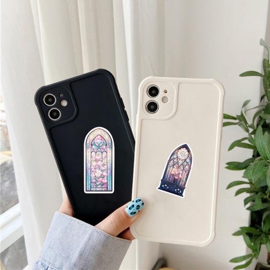 50Pcs Cute Church Window Flower Graffiti Stickers Aesthetic Art Decals DIY Craft Stickers for Scrapbook Phone Travel Luggage Skateboard