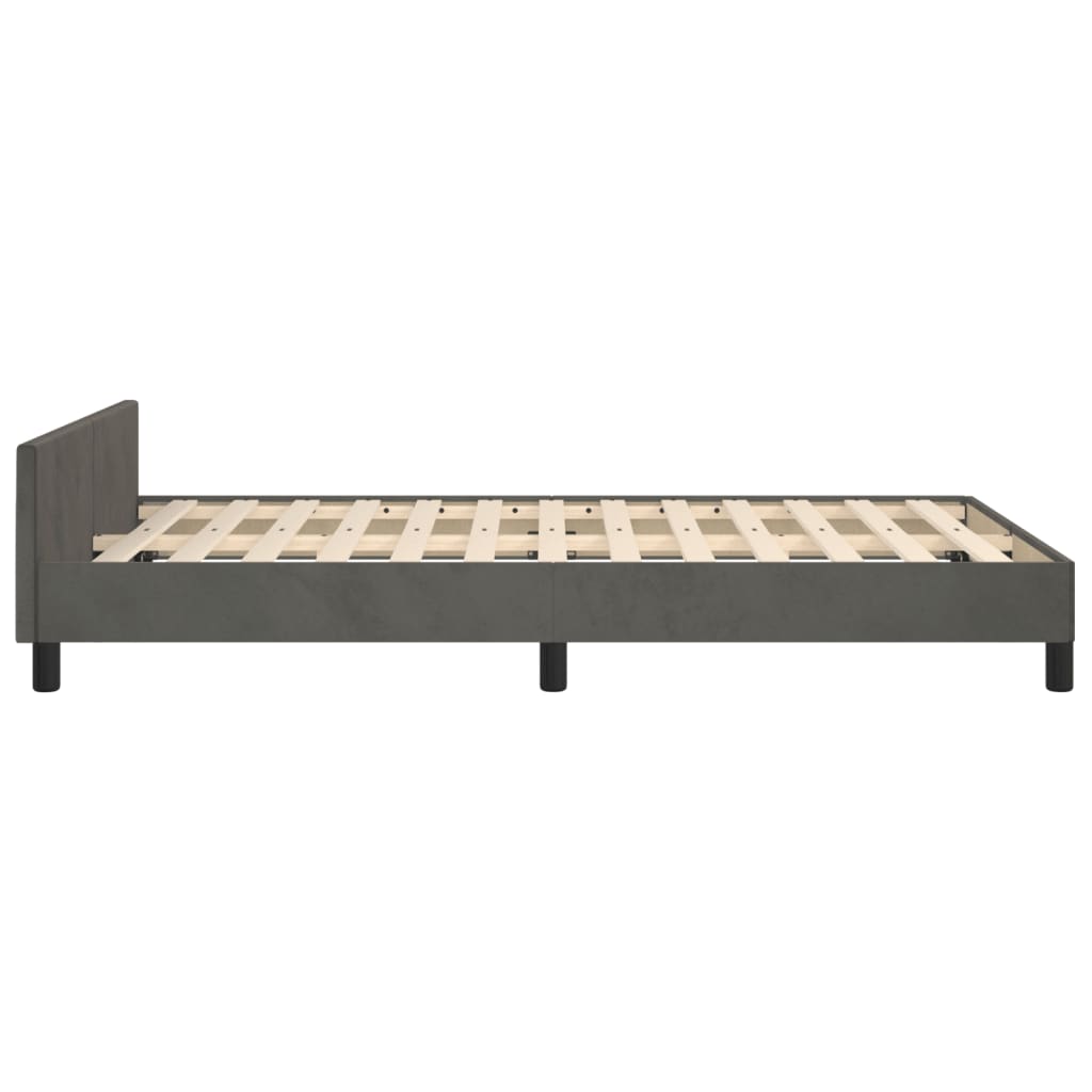 Bed Frame without Mattress Dark Grey 120 x 190 cm Velvet