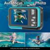 4K Underwater Camera 11FT Waterproof Camera with 32GB Card 48MP Autofocus Dual-Screen Selfie Underwater Camera for  Waterproof Type-C (Blue)