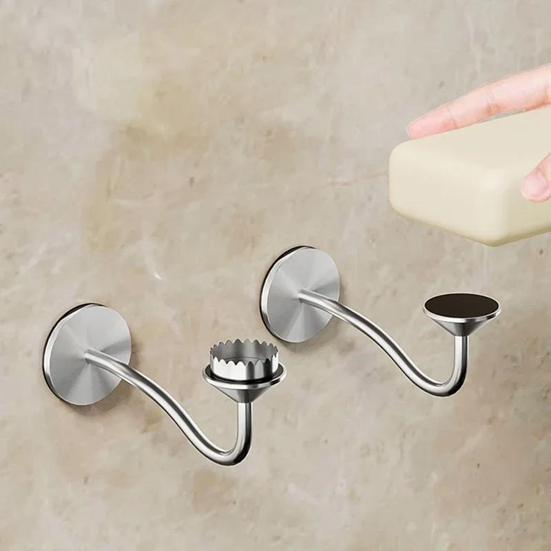 Stainless Steel Magnetic Soap Rack Multi-Functional Wall-Mounted Self-Drainage Bath Soap Dishes Kitchen Shower Room BXFZH03