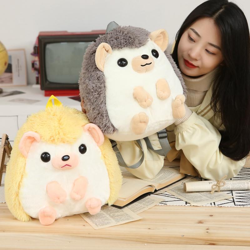 One Piece Cute Soft Hedgehog Plush Backpack Kawaii Comfortable School Bag Cartoon Animal Bag Children's Gift Boys Girls Student