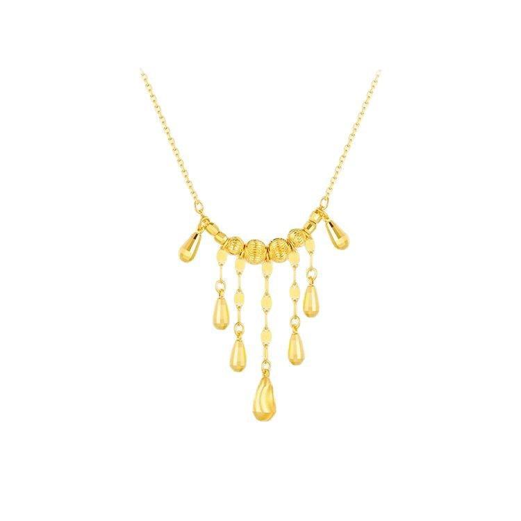 Cat-eye Tassel Water Drop Necklace for Women Light Luxury Laser Beads Dynamic Necklace Exquisite and High-end Collarbone Chain