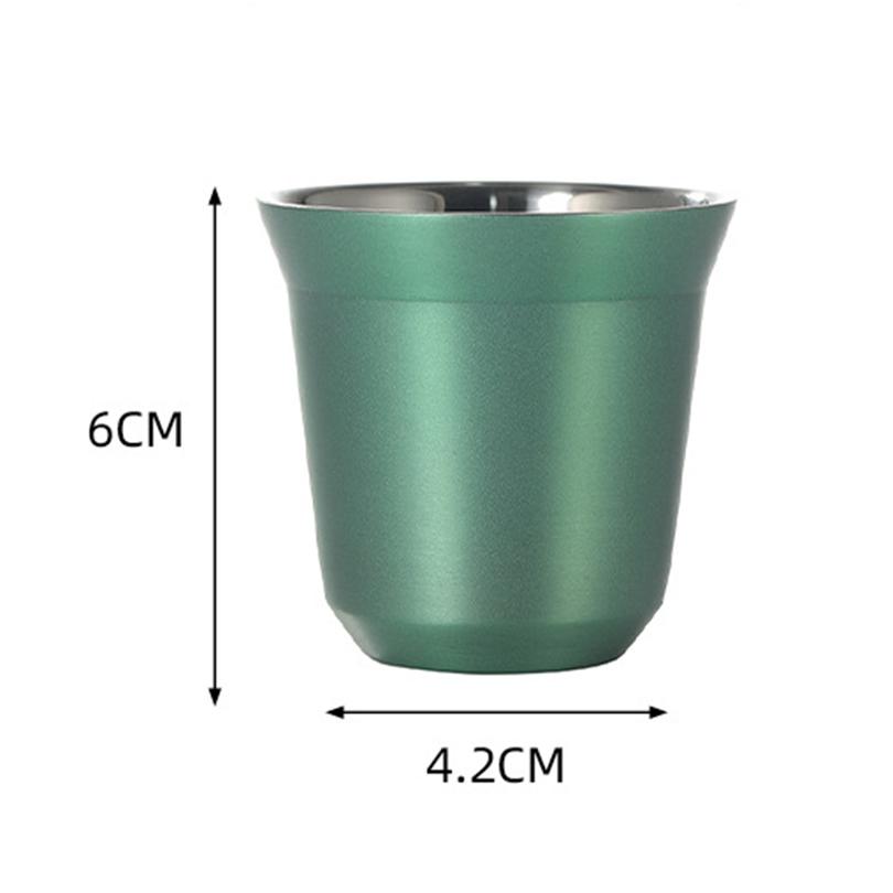 80ml Stainless Steel Mini Coffee Cup Summer New Simple Flat Bottom Cup Wall Heat-insulating Coffee Cup Portable Small Drink Cups