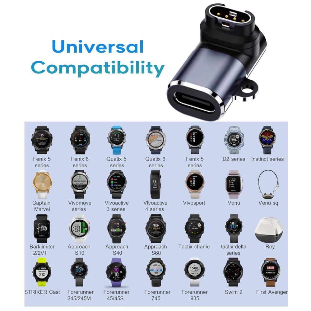 For Garmin Fenix 8 7 6 Forerunner 955 965  Instinct 3 2   USB-C Charger Smartwatch Charger Adapter Garmin Charging Cable Adapter