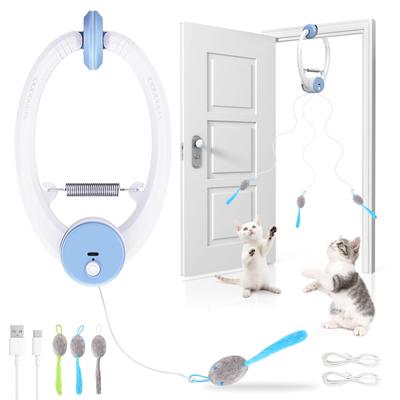 Interactive Cat Toys for Indoor Cats, Smart USB Rechargeable Door Hanging Retractable Cat Toy, with 3 Catnip Mice, for Bored Cat