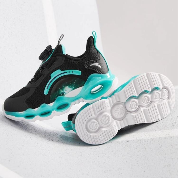 Anta Kids Energy Ring 10.0 Comfortable Casual Fitness Test Non-Slip Wear-Resistant Low-Top Running Shoes Kids sneaker Black Green 312449901-3