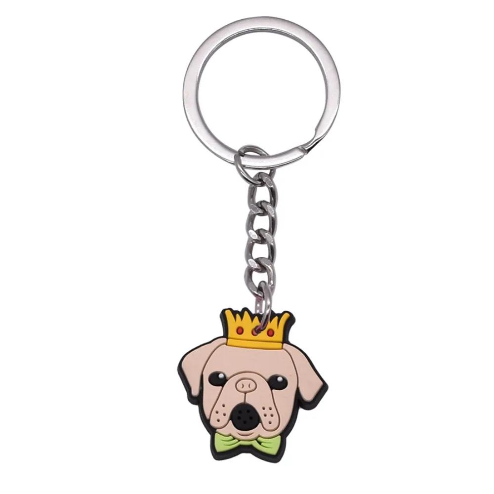 New Arrival Adorable Pet Dogs PVC Soft Keychains Bag Hanging Pendant Car Keyrings Animals Key Chains Accessories Wholesale Gift