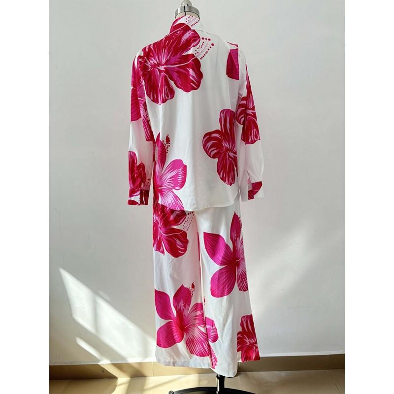 European and American Suit Women's Amazon Autumn Fashion Casual Spring and Autumn Long Sleeve Shirt Trousers Women's Two-Piece Suit