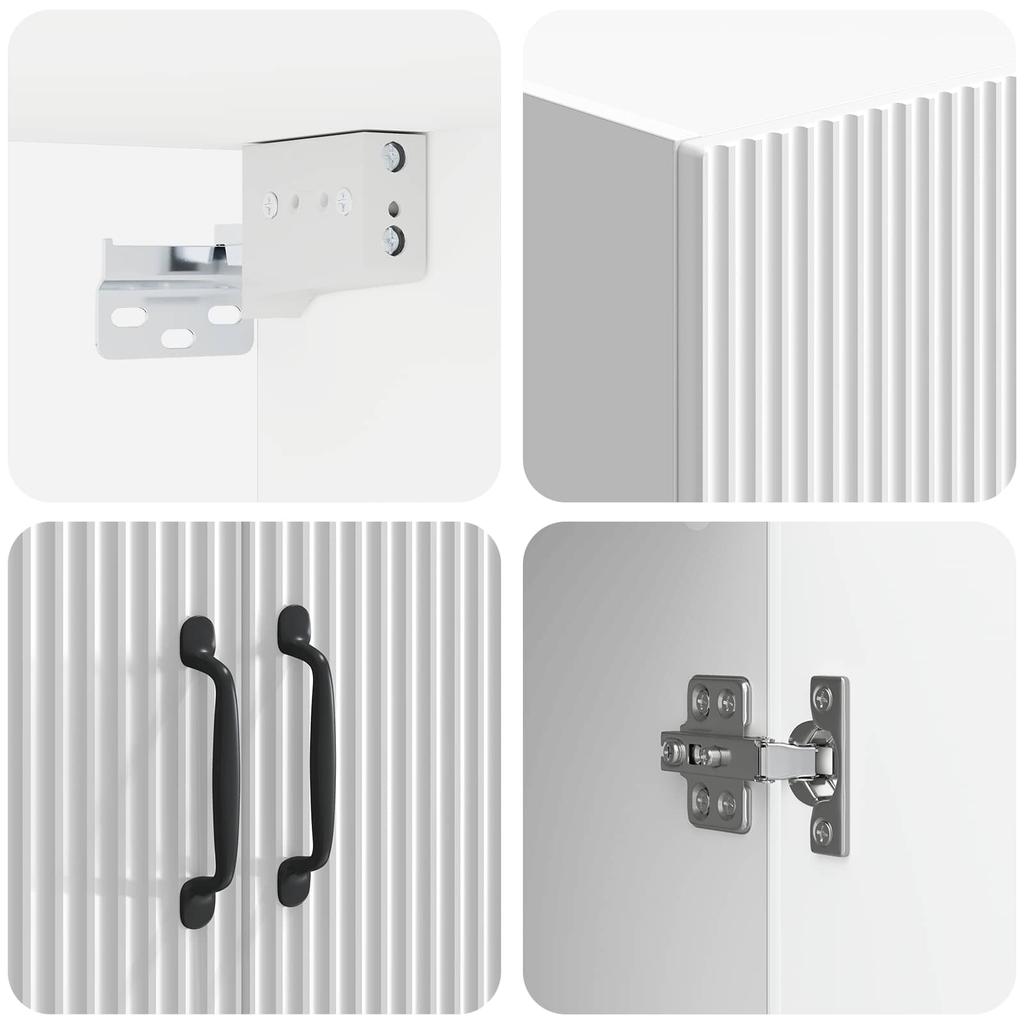 Cabinet Set 2 Pcs High Gloss White 66 X 34.5 X 87 Cm Particleboard
