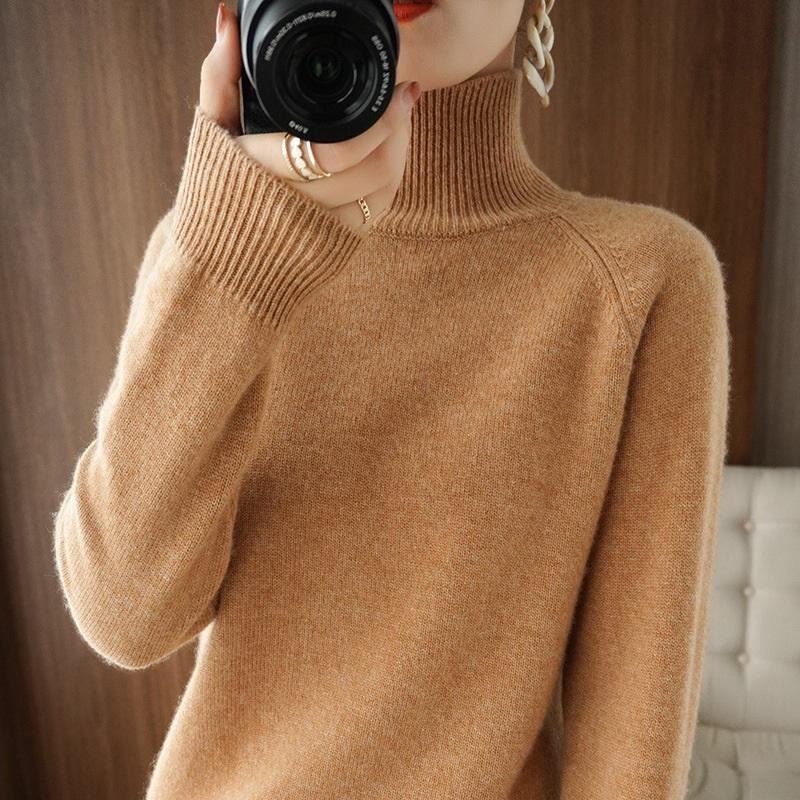 Stand-up Collar Sweater Women's Autumn And Winter Thick Section Korean Women's Solid Color Pullover Loose Knitted Long-sleeved Bottoming