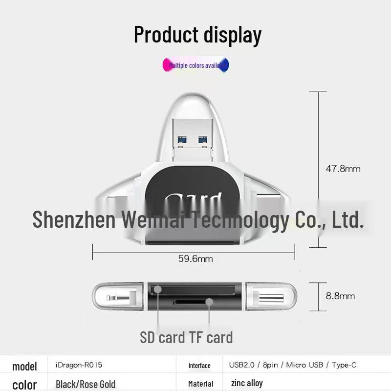 Dual-Port Metal Card Reader for Android, iOS, and Type-C Devices