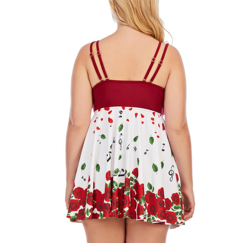 Women's Swimsuits  Plus Size  Beach Tankini Two Piece Swim Suit Swimwear With Skirt Tummy Control Big Breasts Female Print