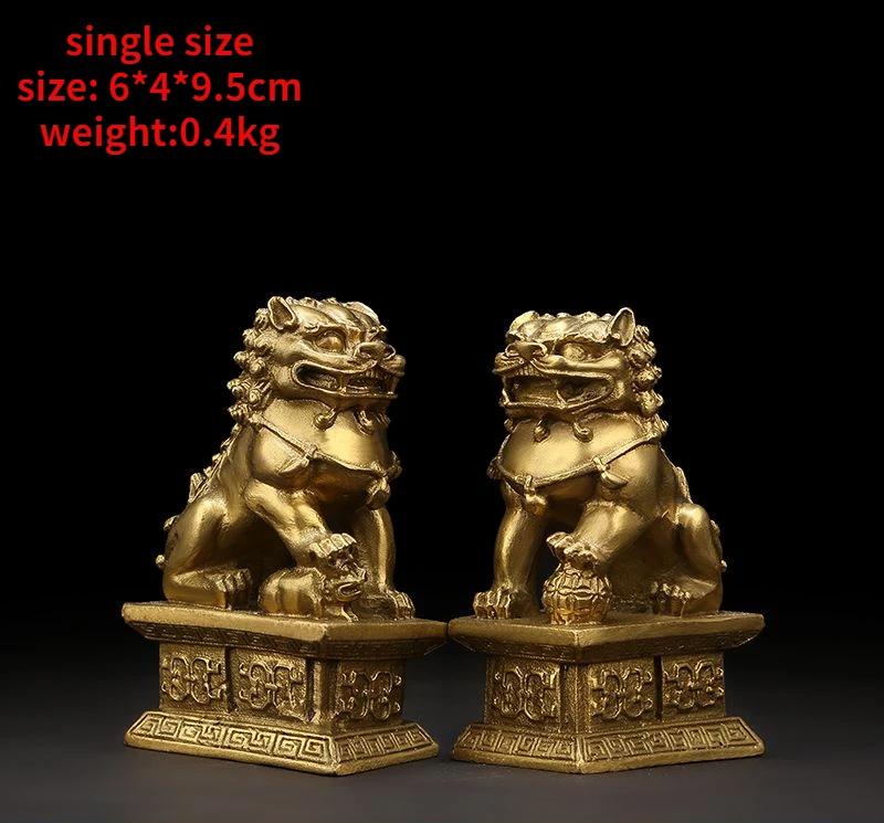1pair Attracting Wealth Copper Lion Ornaments Home Living Room Bedroom Office Decoration