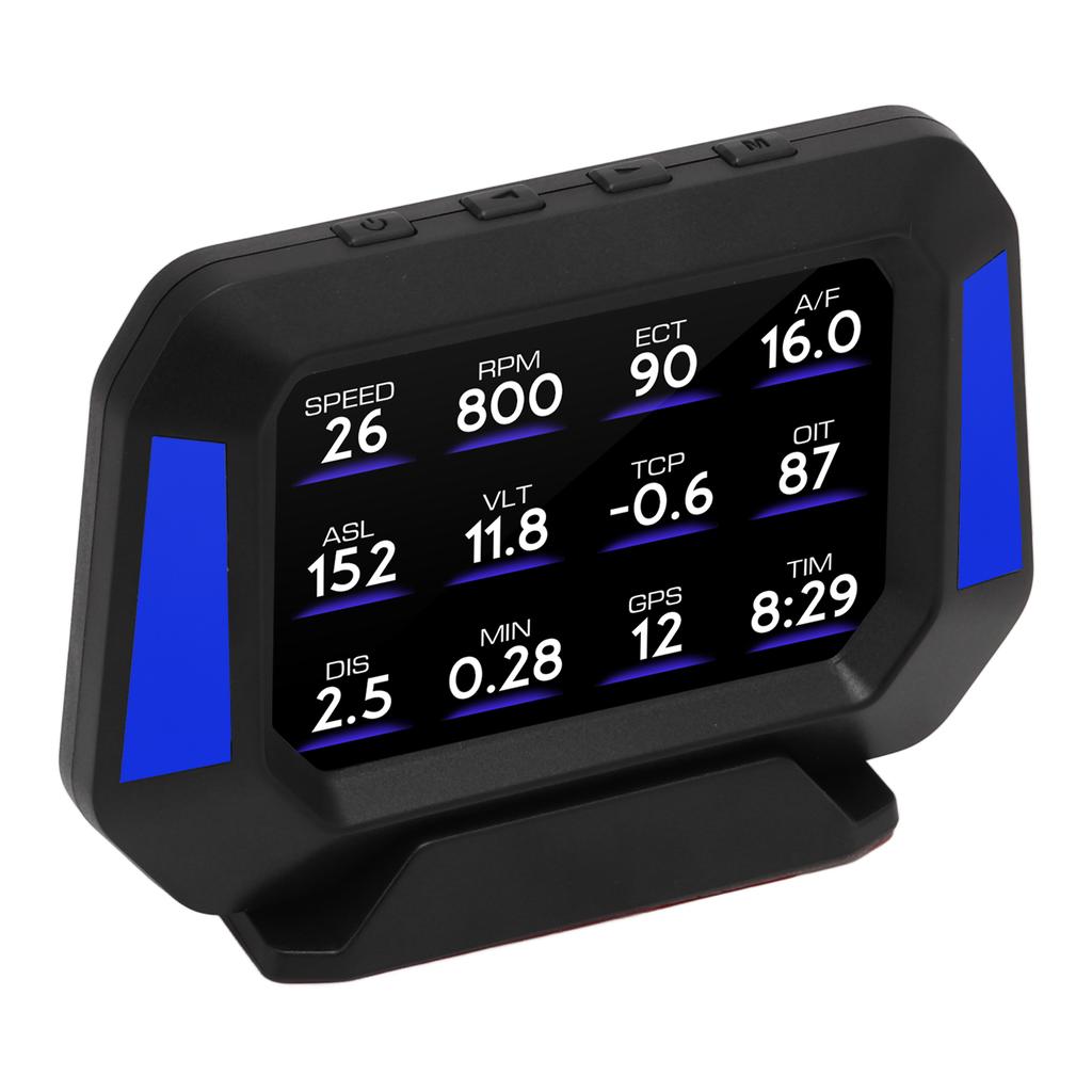 Jauge Intelligente de Voiture 3 pouces Compteur de Vitesse Numérique Affichage HUD de Voiture Mode OBD2+GPS avec Inclinomètre Boussole Vitesse Compte-tours Avertissement Vitesse