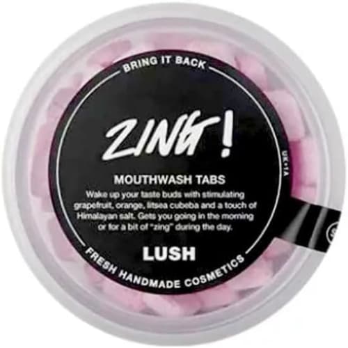 LUSH Zing! Mouthwash 45g / Citrus Notes Oral Care Lush Zing Bad Breath Mouthwash Citrus Notes / Cr?me De Menthe Refresher Dirty Sparkle Tablets Pink