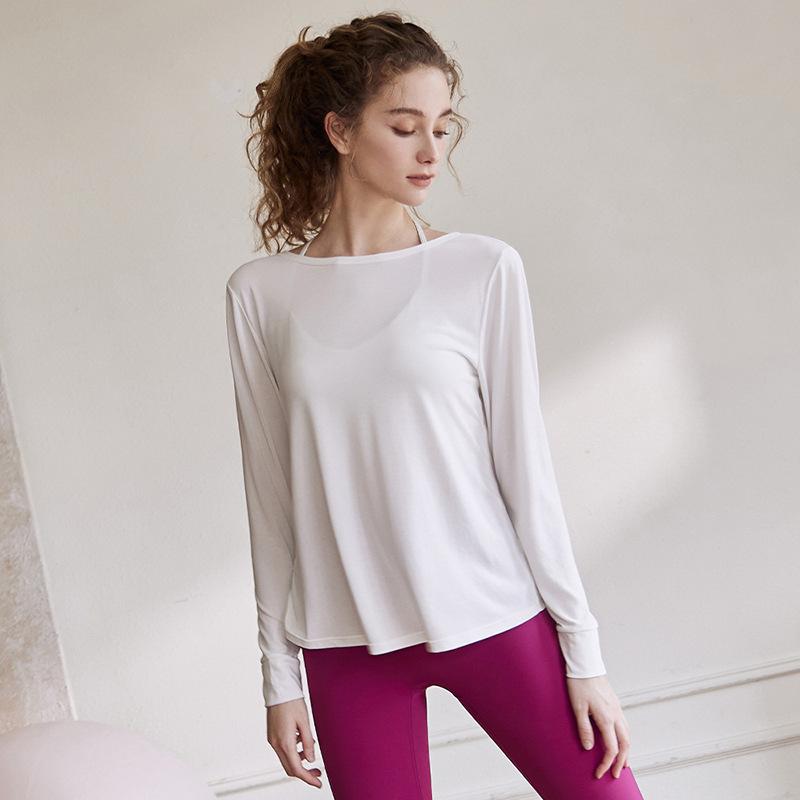 Yoga Clothes Women's Spring and Summer New Loose Backless Yoga Blouse Sports Outdoor Fitness Shawl Long-sleeved T-shirt Top
