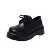 Spring and summer new retro black versatile muffin heightening shoes platform small leather shoes