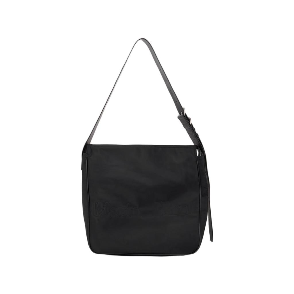 Matin Kim Embossed Logo Fabric Shoulder Bag Black