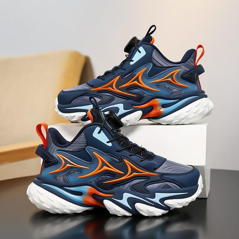 Boys Basketball Shoes With Rotation Buckle Lightweight Anti-Slip Outdoor Indoor Sports Sneakers Kids Ages 4-16