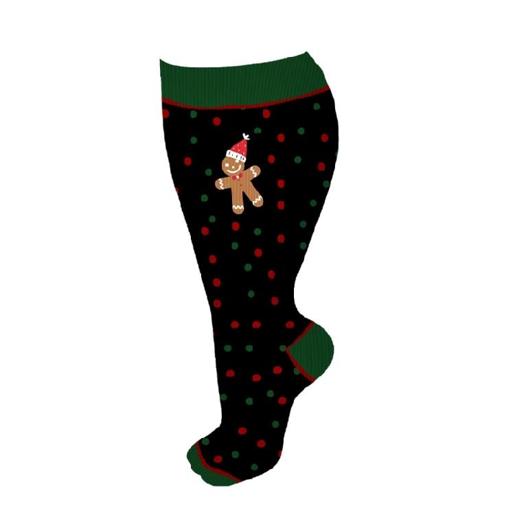 3 Pairs Christmas Pattern Athletic Wide Calf Compression Socks for Men and Women Running Flight Travel Nurses Pregnant