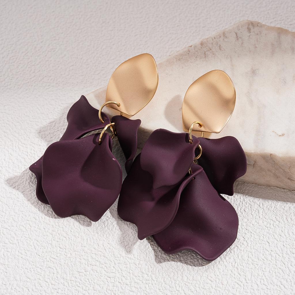 Personalized acrylic irregular pleated flower silver needle earrings unique earrings
