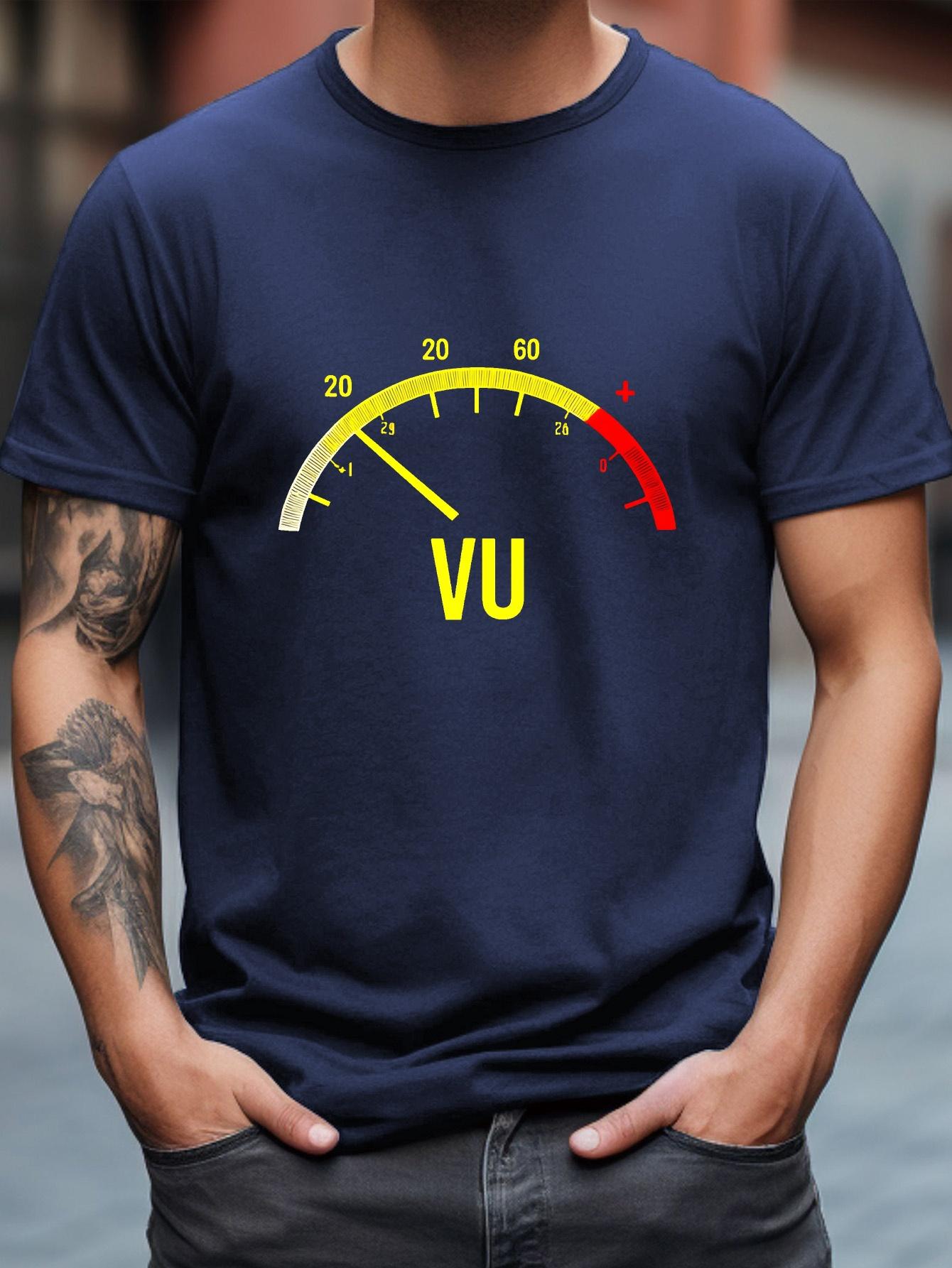 

611 Cotton Blend T-shirt - Black with Yellow VU Meter Graphic Print XXL