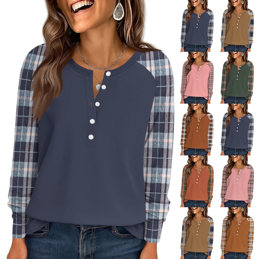 Damenmode Locker Langarm Rundhals Casual Oberteil