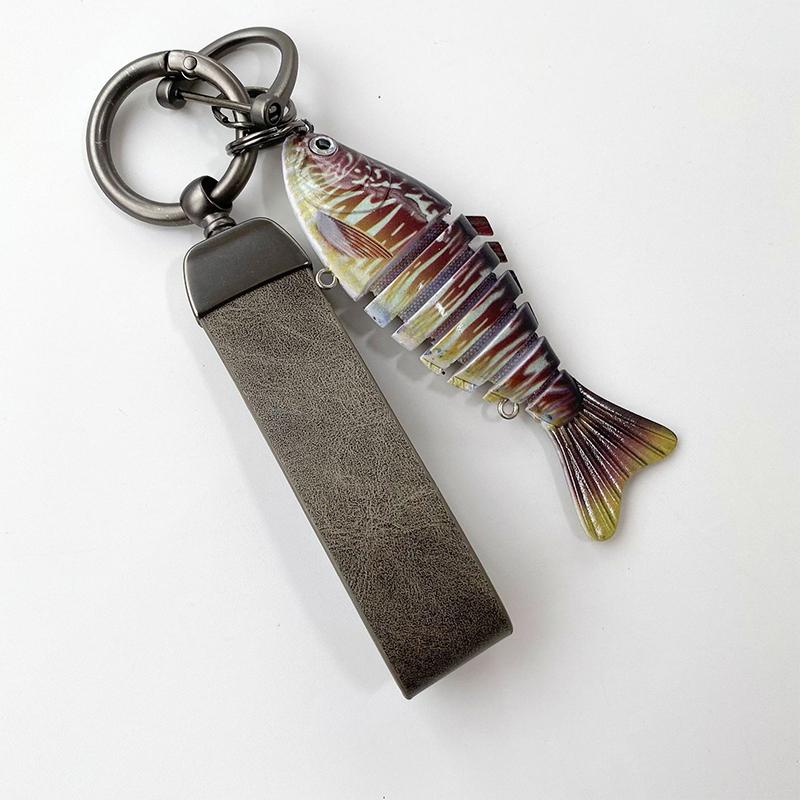 

New Acrylic Fish Keychain Multi Jointed Simulation Fishing Lure Car Key Ring Backpack Pendant Gifts A8