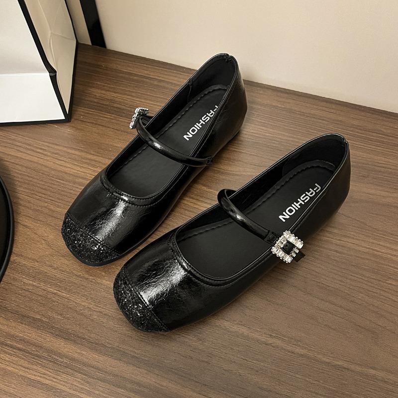 

Mary Jane women s shoes, new summer silver light-mouth flats with skirts, beautiful one-pedal Doudou single shoes 40 чёрный