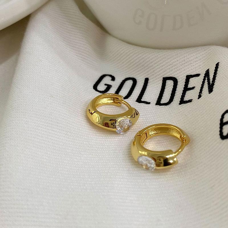 Leichter Luxus High-End Einzelner Diamant Zirkon Ohrstecker Temperament Vielseitige Ohrringe Neujahrsneuer Stil