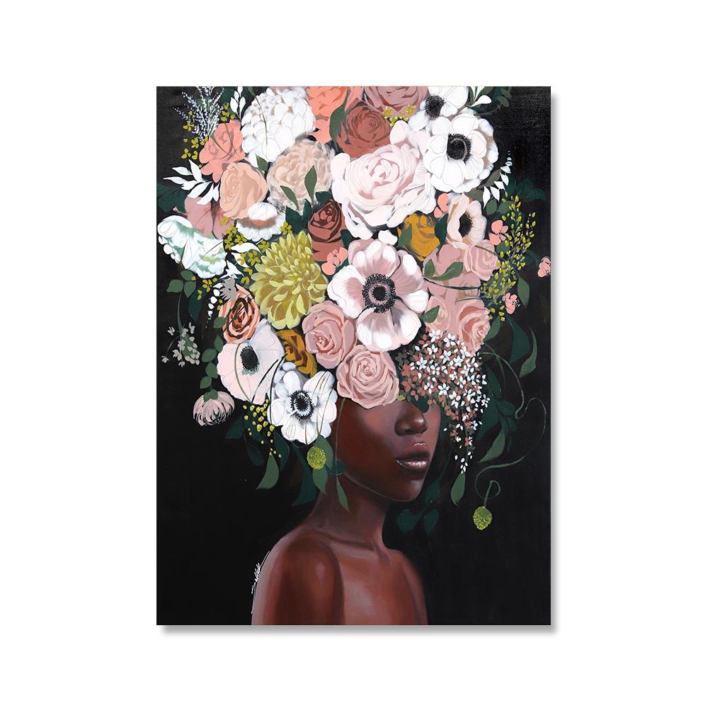 Mode Frauen Kopf Blume Wand Kunst Poster Abstrakte Kunstdrucke Sexy Mädchen Leinwand Malerei Moderne Bilder Wohnzimmer Wohnkultur