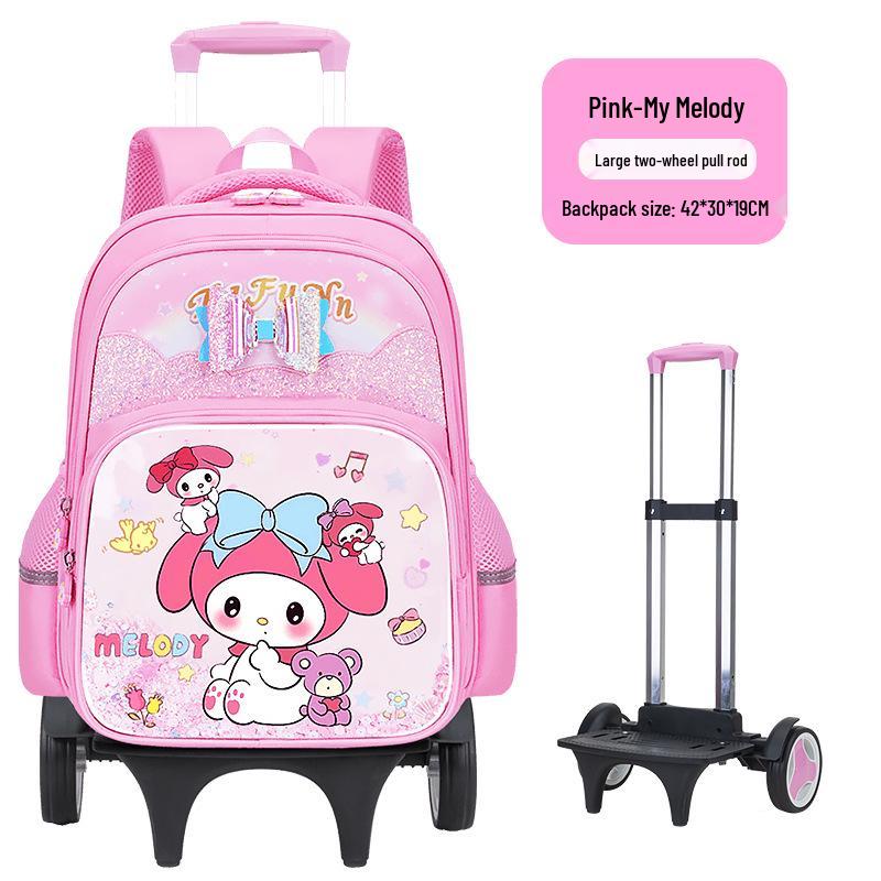 Lightweight Trolley Schoolbag for Primary School Girls - Large Capacity Backpack for Grades 1-6