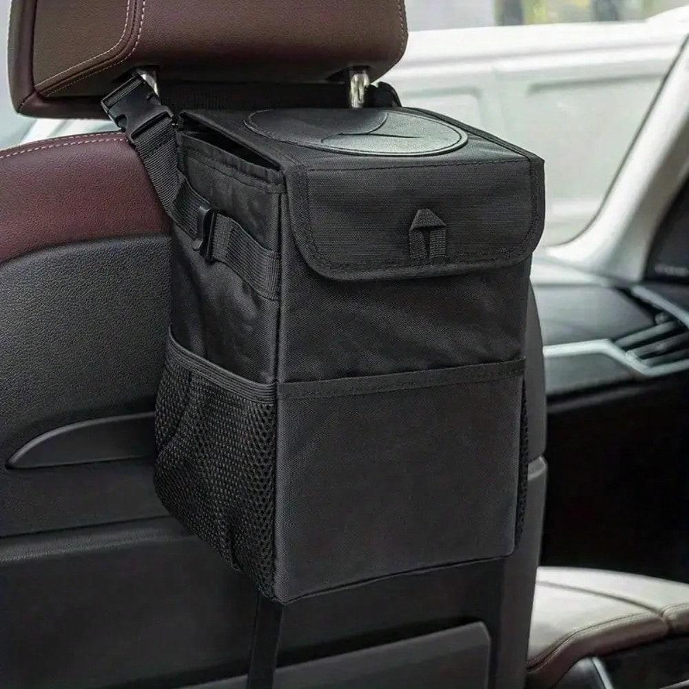 Waterproof Car Trash Can - Closeable Portable Auto Organizer Storage Pocket for Garbage Dump