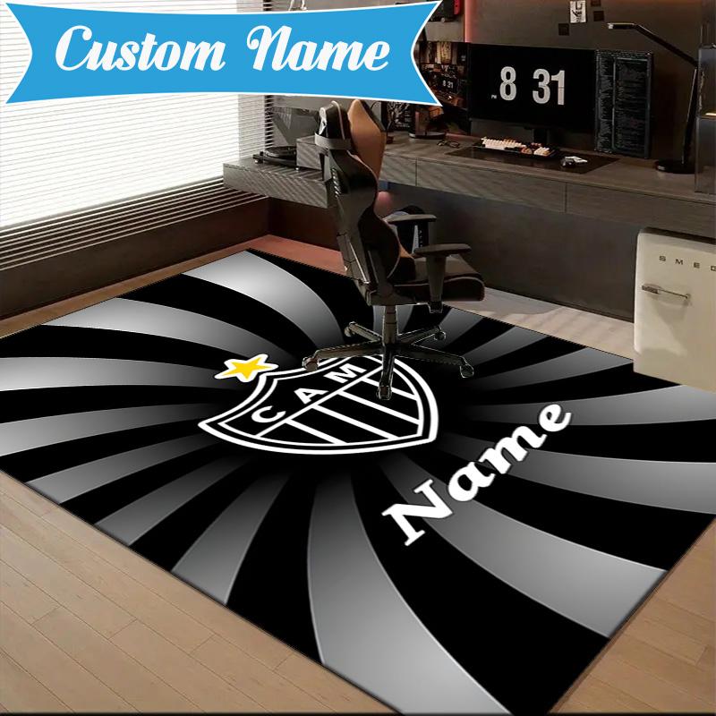 Custom Name Atletico Football Emblem Rug Game Carpet, Floor Mat for Bedroom Living Room Entryway Rug, Home Decor Idea Gift for Christmas Birthday
