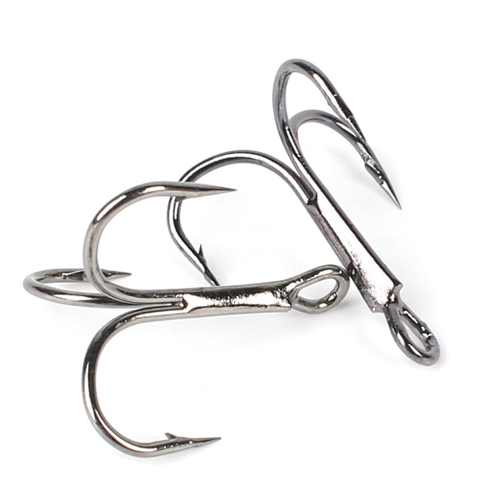 50PCS Treble Hooks Treble Fishing Hooks Carbon Steel Treble Fishing Hooks Set Round Bend Hooks Mixed 5 Size