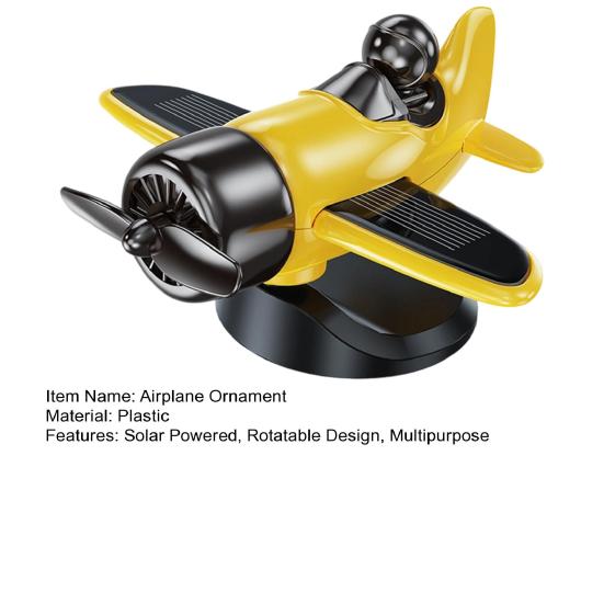 Solar Airplane Car Ornament Multifunctional Solar Powered 360-Degree Rotating Car Dashboard Airplane Ornament