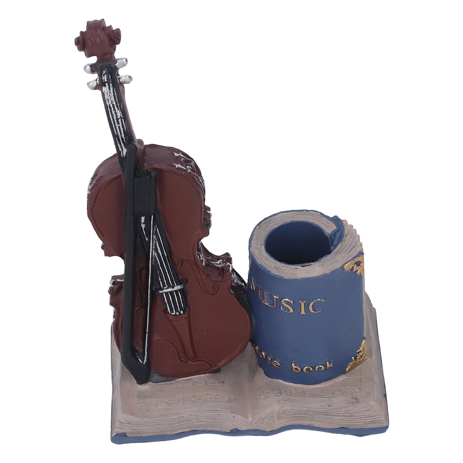 

Ретро Подставка для ручек Винтажная скрипка Синяя Красивая Практичная Настольные украшения для дома Студенческой комнаты