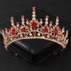 Baroque Red Crystal Tiaras and Crowns Prom Rhinestone Bridal Diadem Crown Taira for Women Wedding Hair Accessories Jewelry Crown