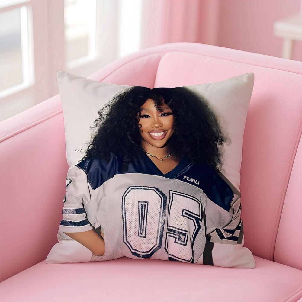 Hot Cool RB Singer SSSZA Cushion Cover Pillowcase Short Plush Invisible zipper Room Sofa Cushion Cover