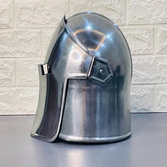 Medieval Barbute Helmet Role Play Knight Wearable Helmet Steel With Liner And Chin Strap, With Stand Mens Gift,